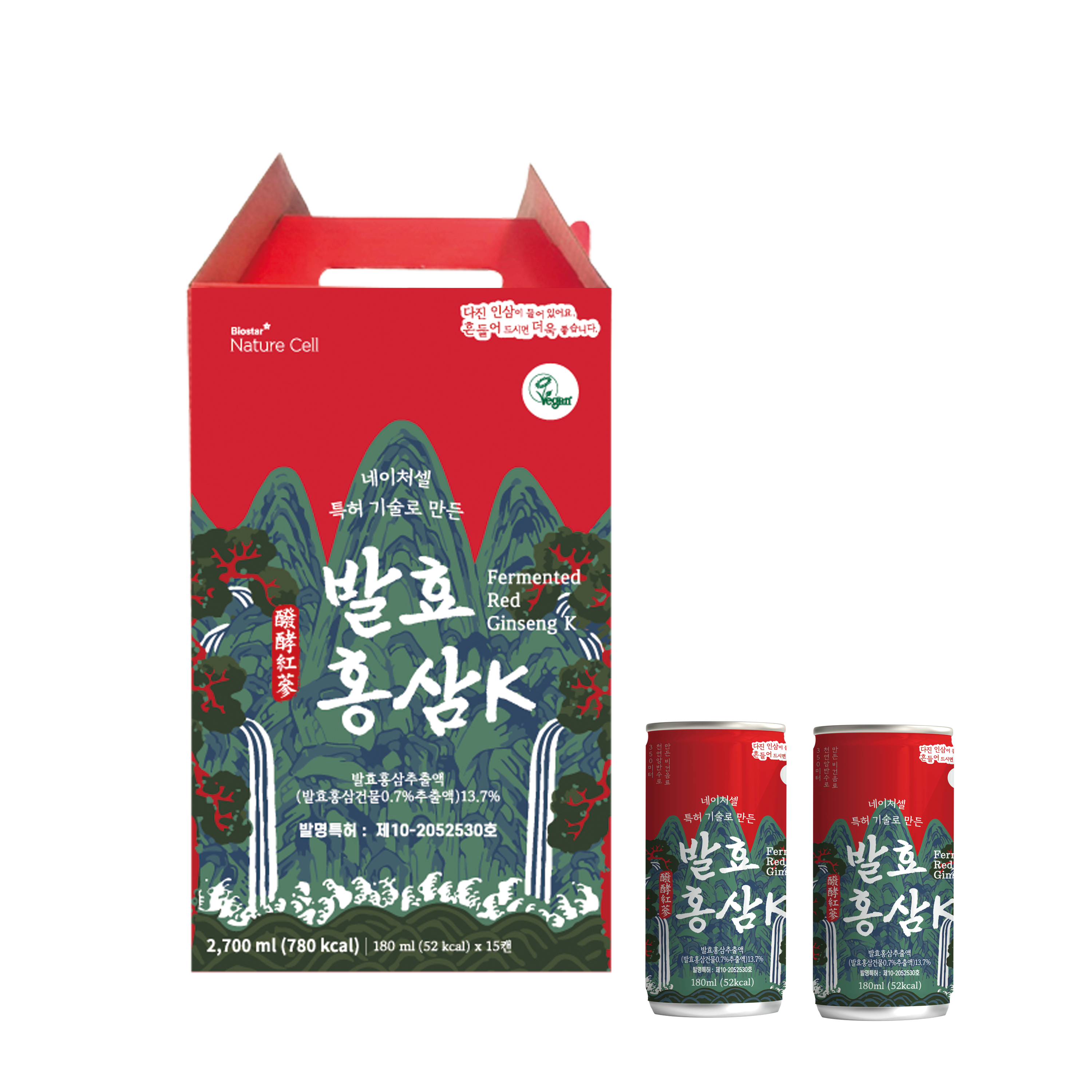 발효홍삼K 180ml x 15캔 / 씹어먹는 9증 9포 특허받은 발효홍삼 음료