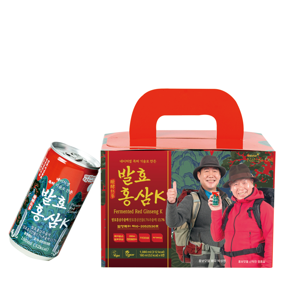 발효홍삼K 180ml x 6캔 / 씹어먹는 9증 9포 특허받은 발효홍삼 음료