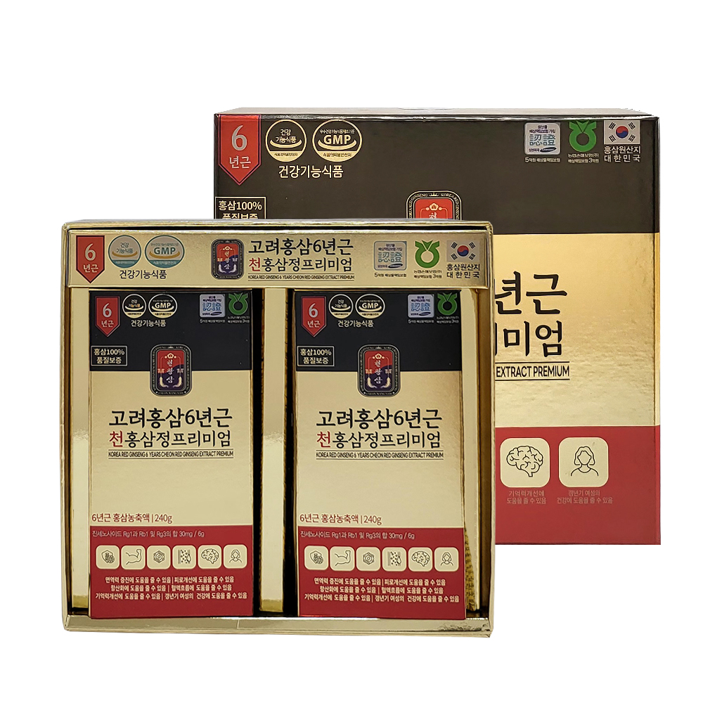 [대한홍삼진흥원]고려홍삼6년근천홍삼정 프리미엄(100%) 240g x 2병