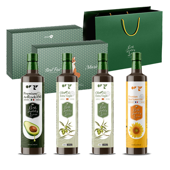 [아보아칸] 프리미엄 오일선물세트 (레드폭스4/아보카도오일 250ml, 올리브오일 250ml x 2, 해바라기오일 250ml)