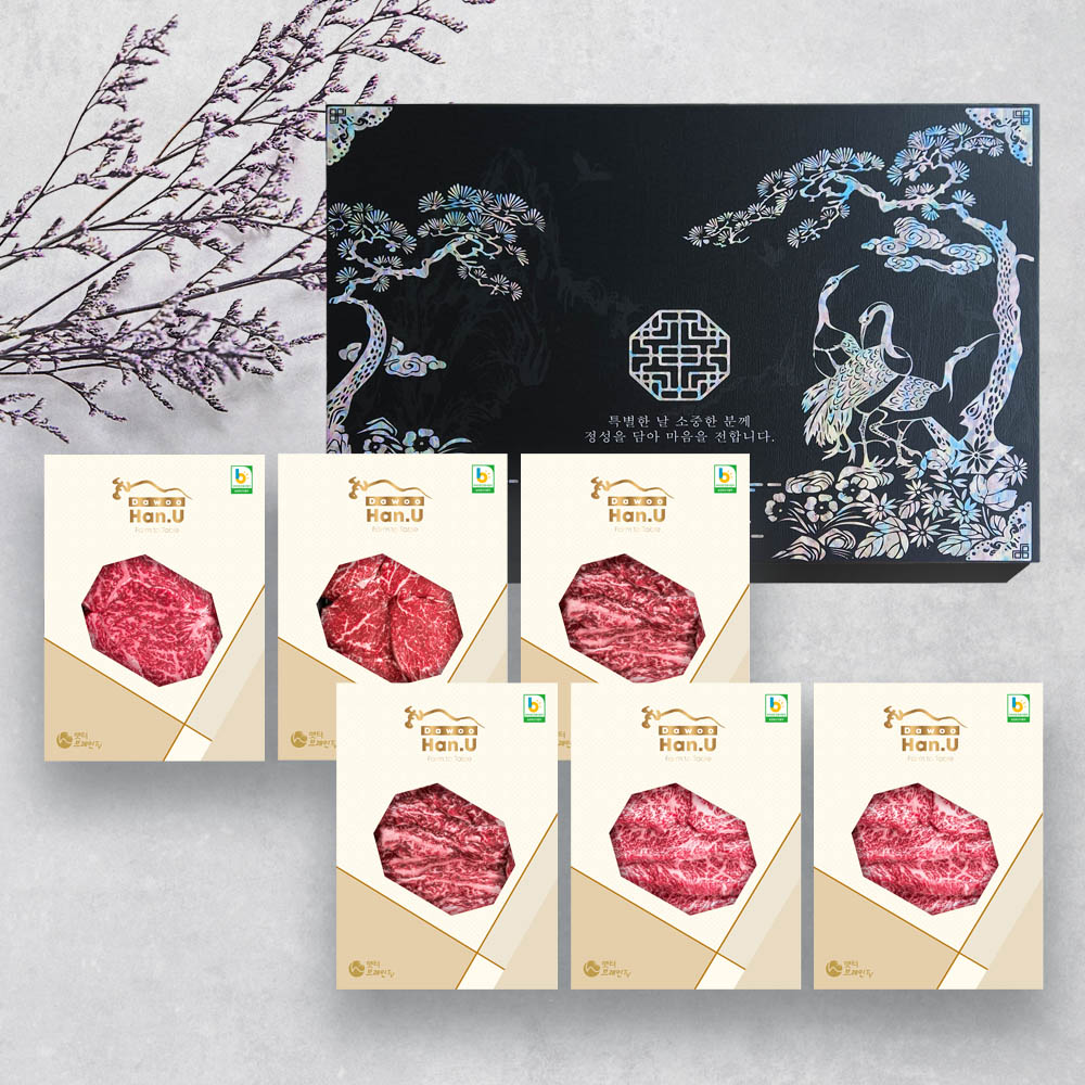 다우한우 소망6호 (1++등급1,800g /등심300g, 안심300g, 갈비살300g x 2, 살치살300g x 2)